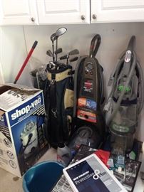 Golf Clubs, Shop Vac, Carpet Cleaners