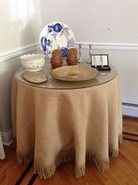 Table w/ Burlap Cloth, Decorative Items