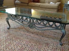 Glass Top Coffee Table w/ Iron Base