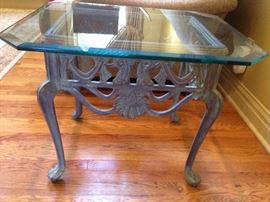 Glass Top Side Table w/ Iron Base