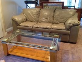 Leather Sofa, Coffee Table