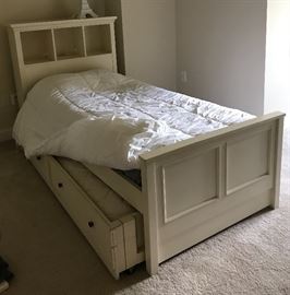 Ethan Allen bed with bookcase style headboard and trundle