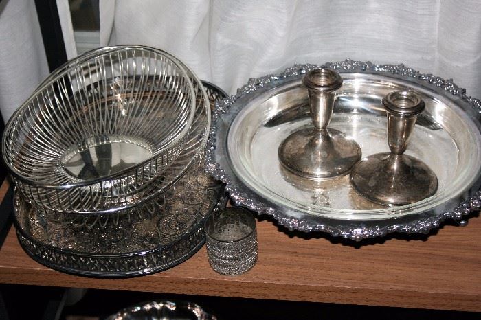 Assorted silver and silverplate.