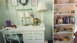 White Desk, hand painted with shelf