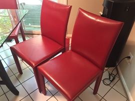 Crate & Barrel Leather Chairs (6) 