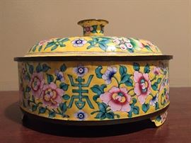Vintage cloisonne round box with lid