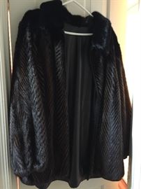 Reversible Mink & Leather coat.  Size L.