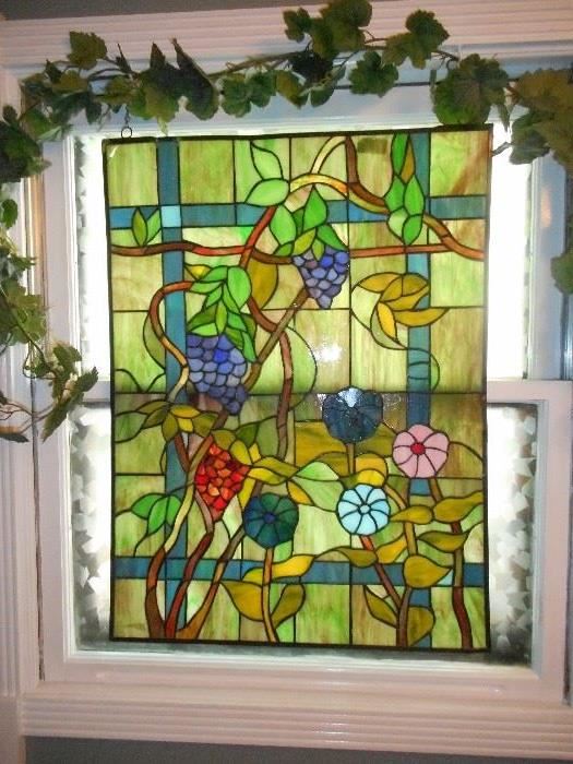 stained glass with stylizes florals