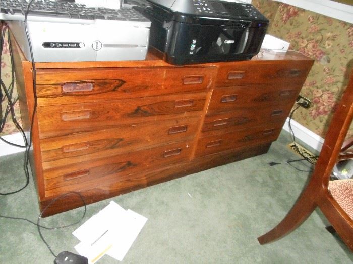 Danish modern, side by side chest of drawers,  Rose wood veneer