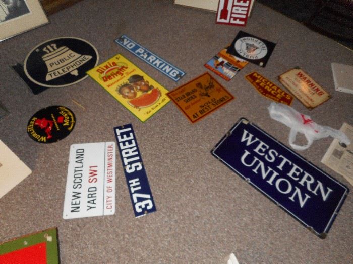 vintage signs and few that are newer