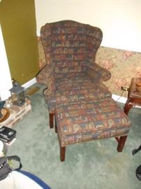 wingback arm chair with matching ottoman