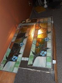 stained glass panels , vintage, some condition issues with each