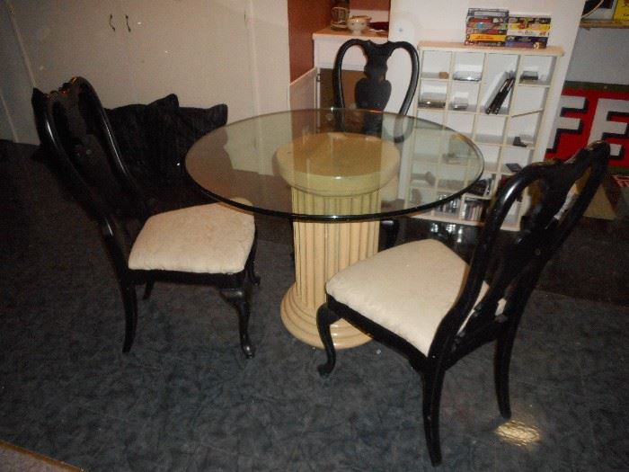 additional Glass top table with high back chaire