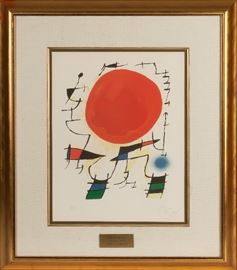Joan Miro (Spanish, 1893-1983) "Red Sun"