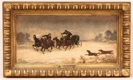 Constantin Stoiloff (Austrian, 1850-1924) Sleigh & Snow Scene