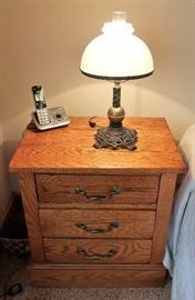 : Bedroom Set Including: Double Bed, 5 Drawer Chest, 6 Drawer Dresser w/Mirror, & Night Stand