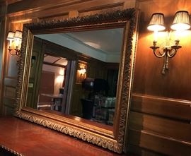 large carved wood gilt mirror (original to house)