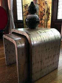 modern silvered nesting tables