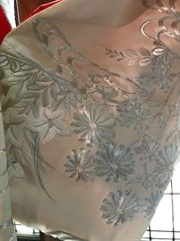 silvered flower embroidery, c. 1940-50
