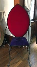 original designer, oversized iron and velvet chair