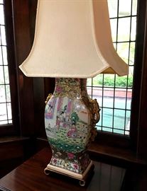 one of a pair of famille rose lamps, early/mid 20th c.