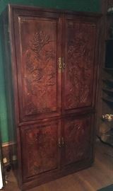 Henredon lotus relief carved armoire