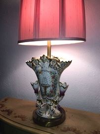 one of a pair of porcelain vases converted to lamps, early 20th c.