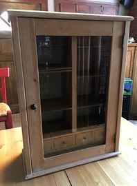 country pine glass spice cabinet