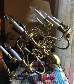 Vintage 12 light brass chandelier