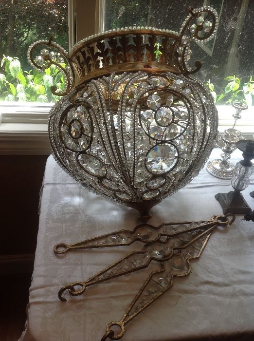 Early/mid 20thc fine crystal beaded chandelier