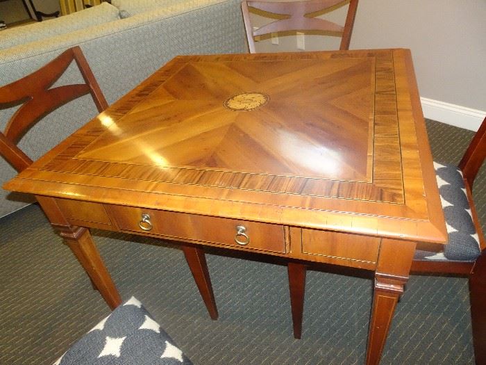 Alphonso Marina  Card Table with beautiful inlaid Marquetry