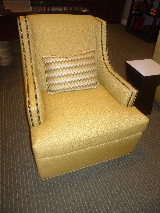 Pair of Jessica Charles Swivel Chairs with Nail Heads - 30"W X 34"D X 34"H 