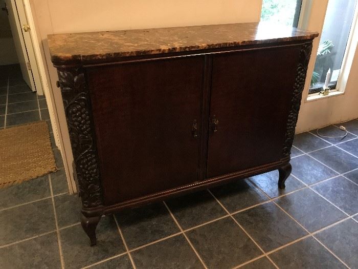 Gorgeous Marble Top Sideboard/Buffet with Key