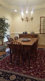 19th Century Dining Table-walnut, American (North Carolina).  19th Century Windsor Chairs-elm, set of 8 English