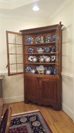 19th Century Corner Cupboard -mixed wood, 16 panes original glass, American (Virginia)