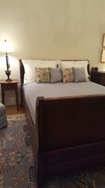 Reproduction Cherry Louis Philippe Sleigh Bed with matching Media Armoire.