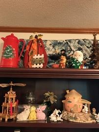 Some of our holiday items. A whole large shelf full! Plus overflow!