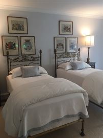 Pair 19th C. Brass beds (linens not for sale)