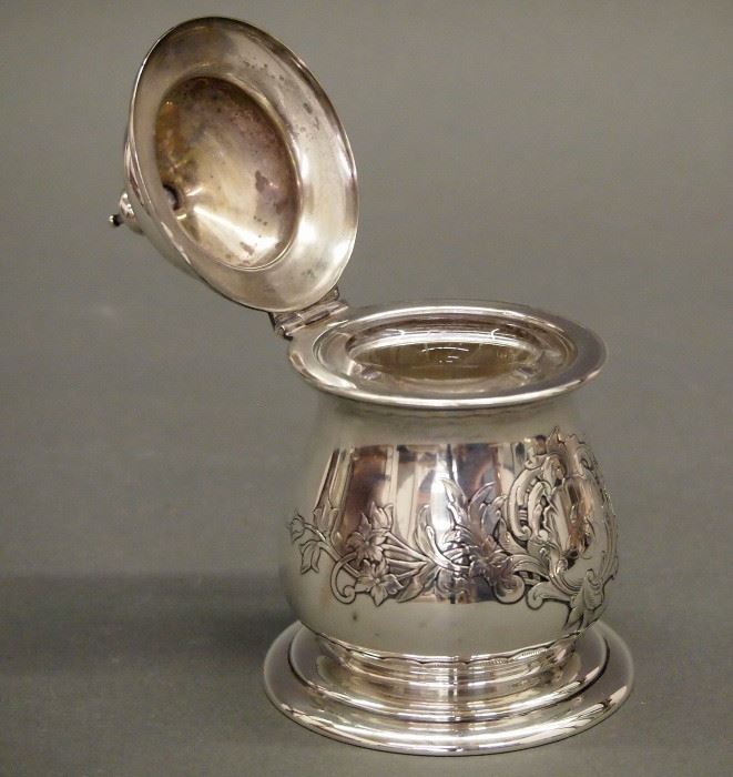 Gorham sterling silver inkwell, c. 1901.