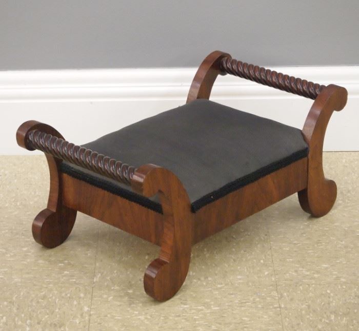 American Empire Transitional walnut foot stool, 19th century.