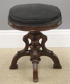 American Victorian Period walnut organ stool, 19th century.