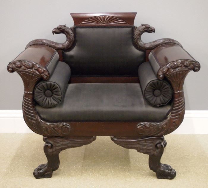 American Empire Revival mahogany armchair, early 20th century.