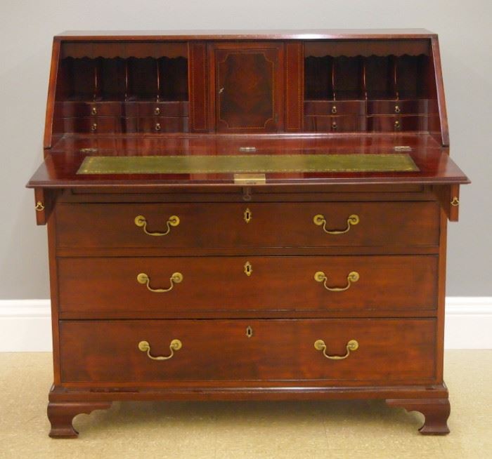 George III Period mahogany slant-front desk, late 18th century.