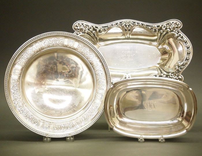 American sterling silver serving pieces by International and Frank Smith Co., early 20th century.