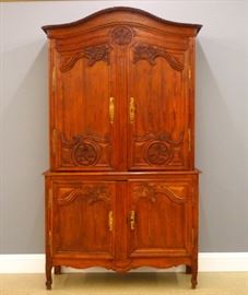 French Pine Buffet a Deux Corps, 19th century.