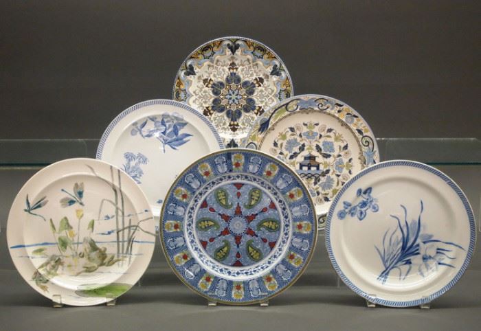 Wedgwood plates, including Pierre Mallet and Leonce Goutard for A. Borgen & Co., early-late 19th century.