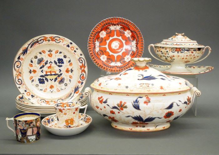 English dinnerware, Imari style decoration, including Wedgwood, Royal Crown Derby, and Spode, 19th century.