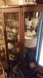 Dining Room Glass Curio/China Cabinet with China set