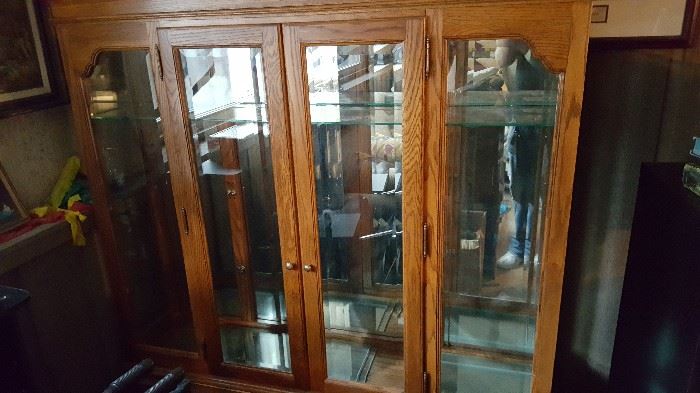 Very Nice Wood / Glass Cabinet with glass shelves