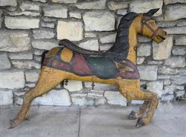 19th Century hand carved portable Carousel Horse possibly attributed to Charles Dare, circa 1870 - 1880 with original paint, 48" L x 36 1/2" H.
Condition
fair to good: splits to wood especially at joints and much wear to the paint
Starting Bid
$500.00
Buyer's Premium

    22%